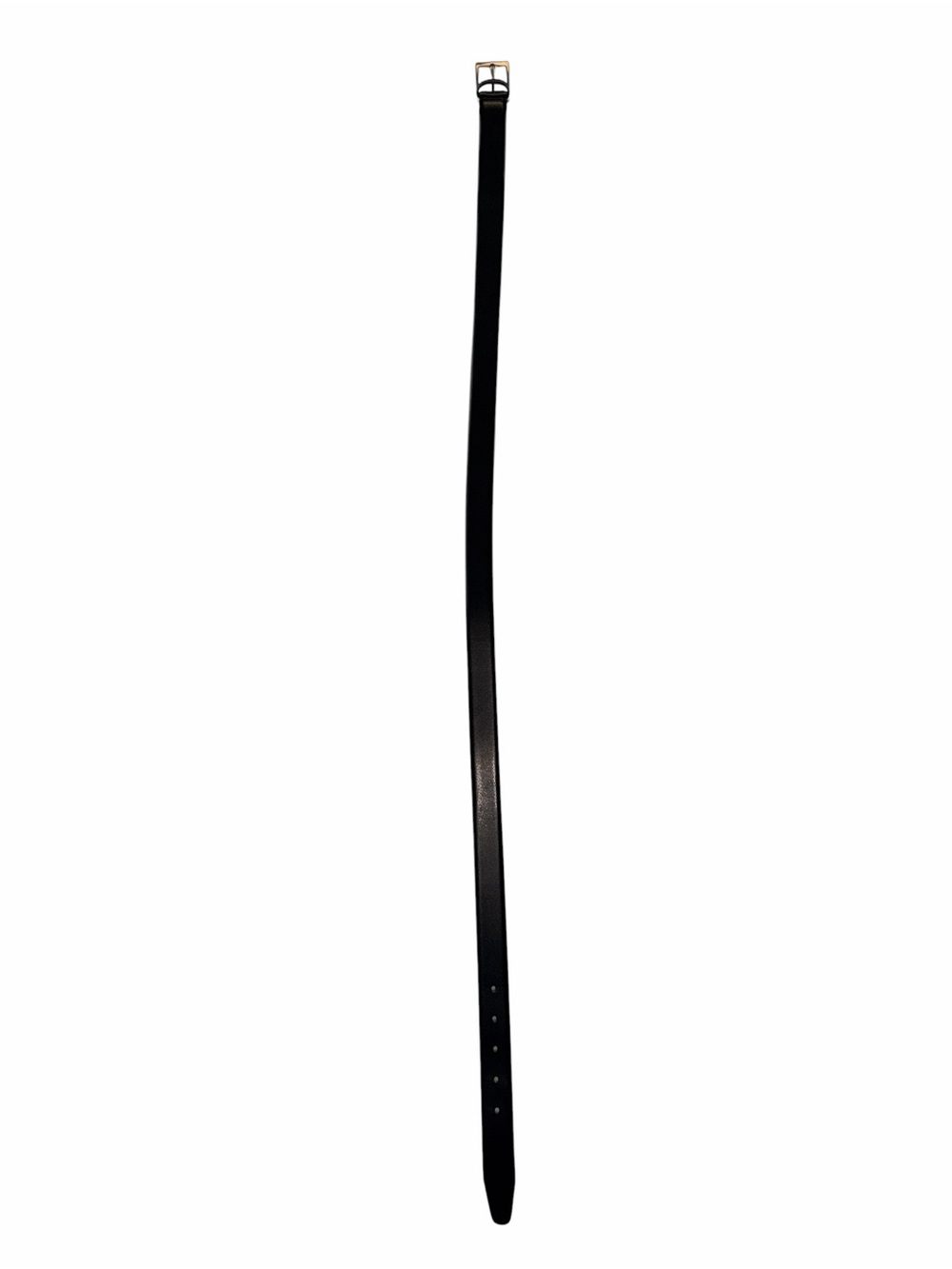 Slim Black Leather Belt with Silver Buckle